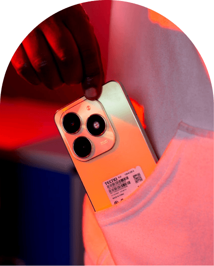Customer placing a smartphone in their pocket